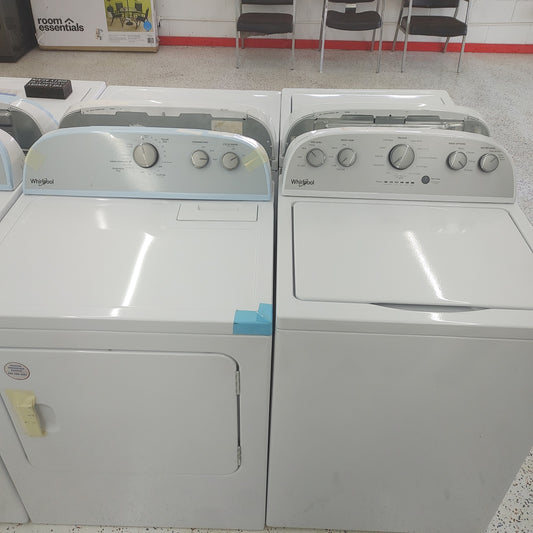 New Whirlpool 3.5 Cubic ft Top Load Washer and 7 cubic ft Electric Dryer Set
