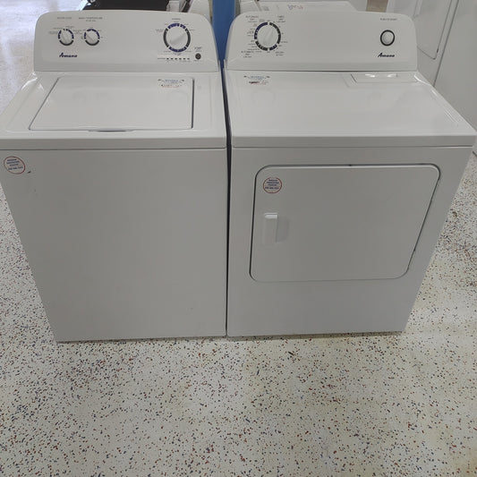 New Amana 3.5 cubic ft Top Load Washer and 7 cubic ft Electric Dryer Set